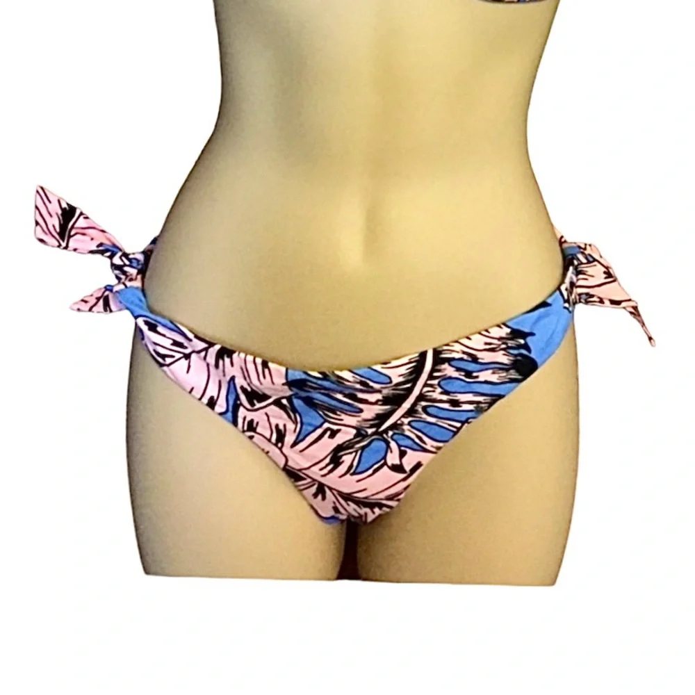 - Zara M Blue & Pink Tropical Bikini Bottom! NEW!